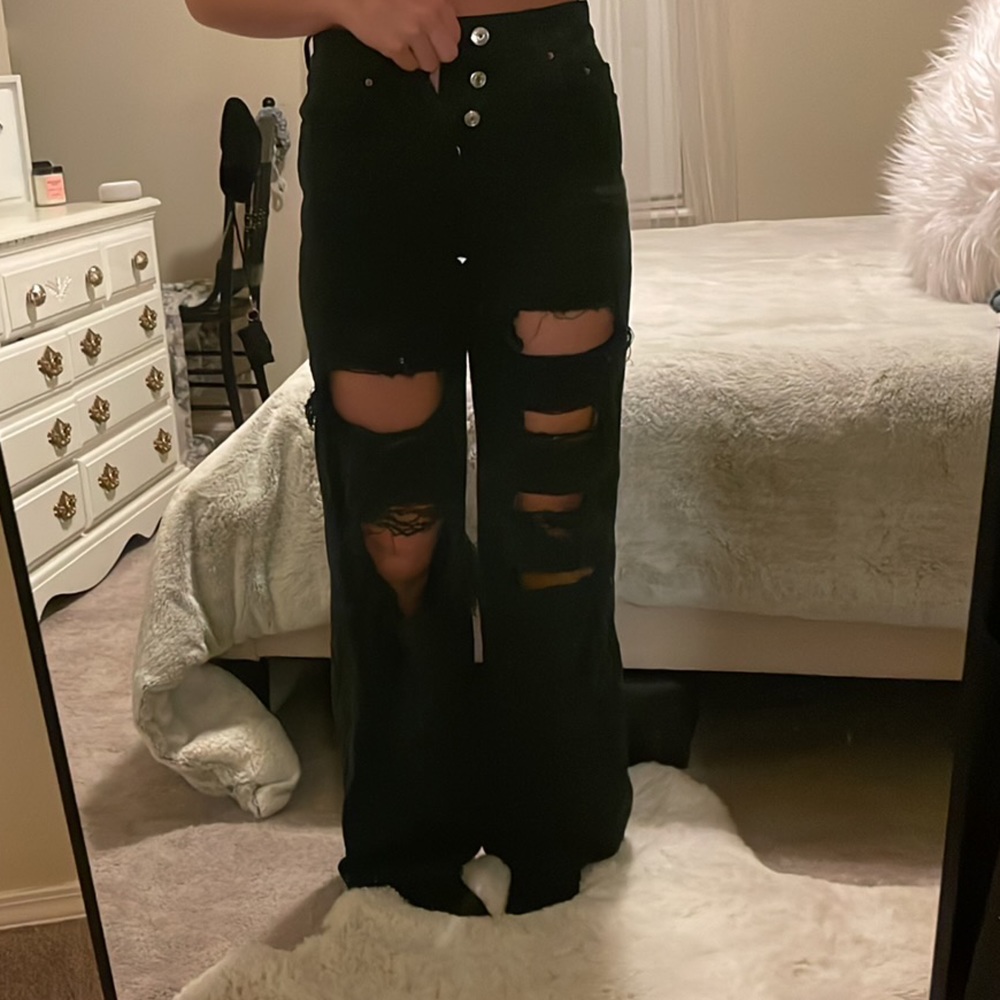 Pacsun eco black distressed high waisted baggy jeans size 24